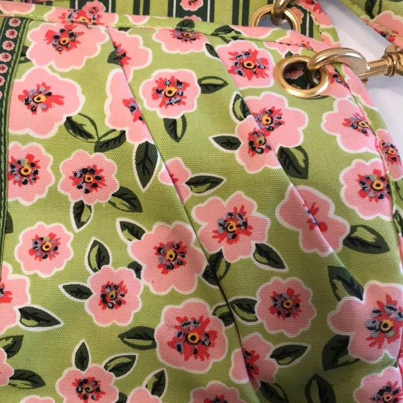 MaggiB Cloth Floral Ruched Purse Pink Green - Picture 8 of 10